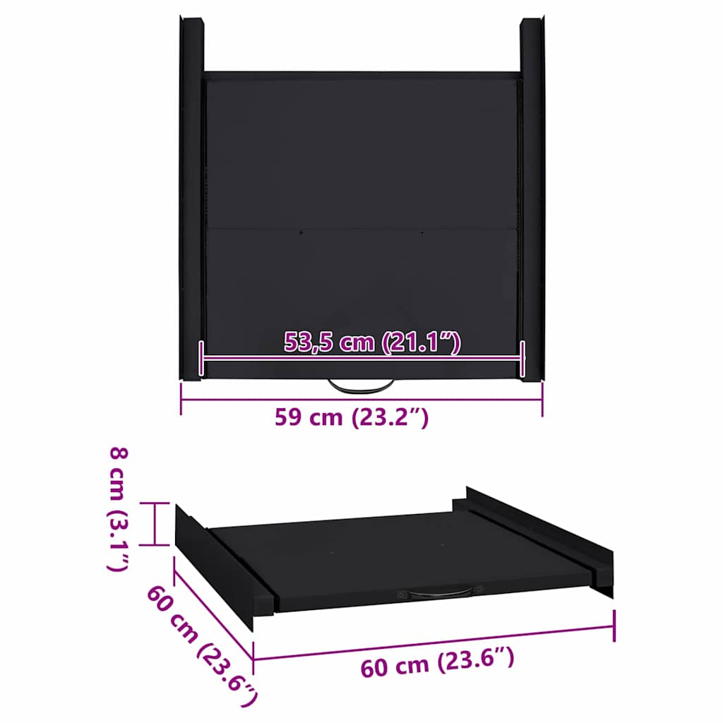 Estante Intermedio para Lavadora Negro 60 x 60 x 8 cm Acero