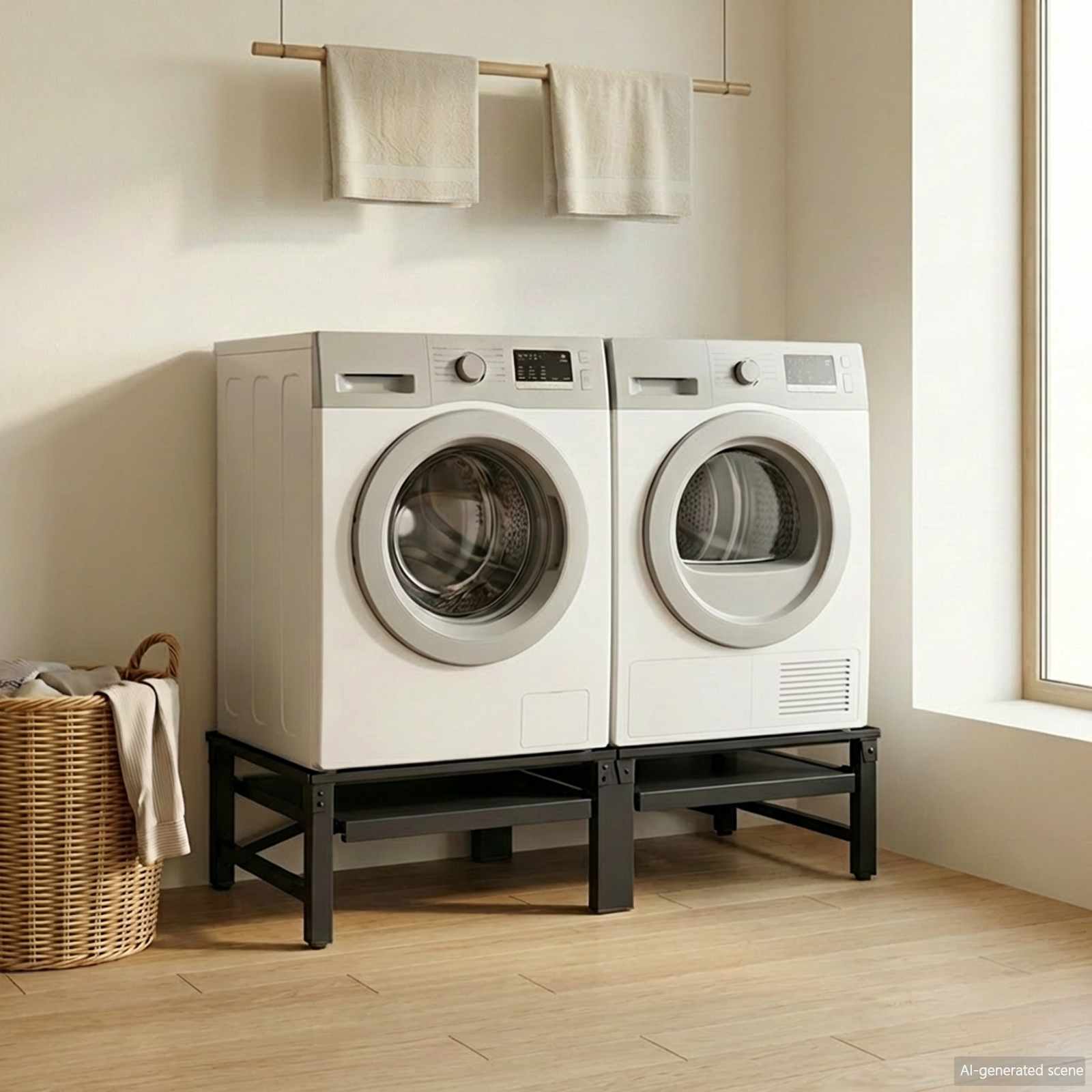 Pedestal for Washing Machine 2 pcs Black 120 x 56 x 52 cm Steel