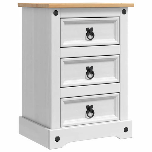 Corona Bedside Table 45 x 35 x 64 cm Solid Pine Wood