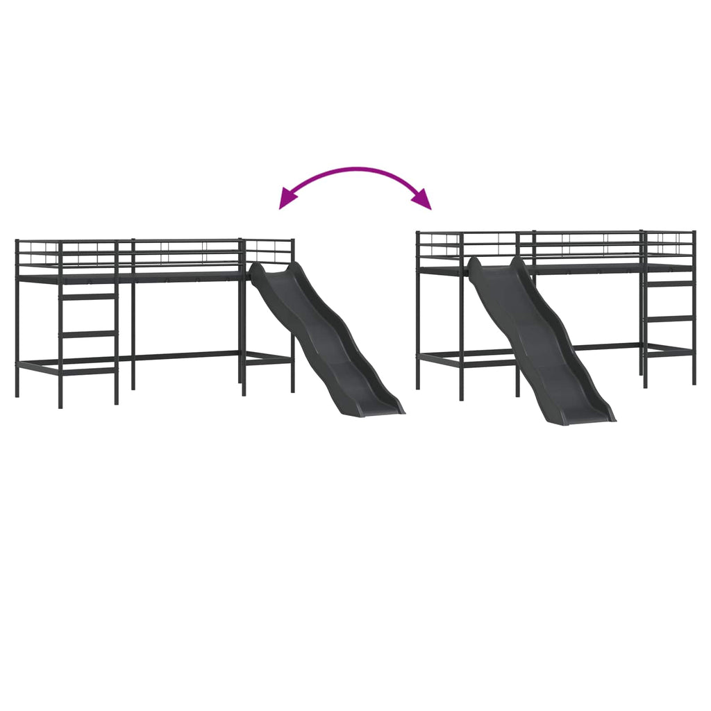 Estructura de litera para niños con tobogán Negro y Antracita