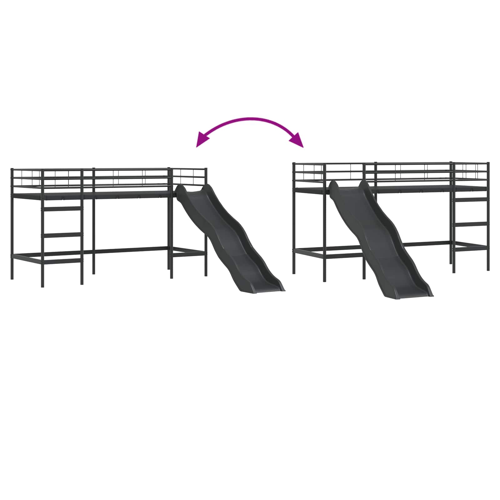 Estructura de litera para niños con tobogán Negro y Antracita
