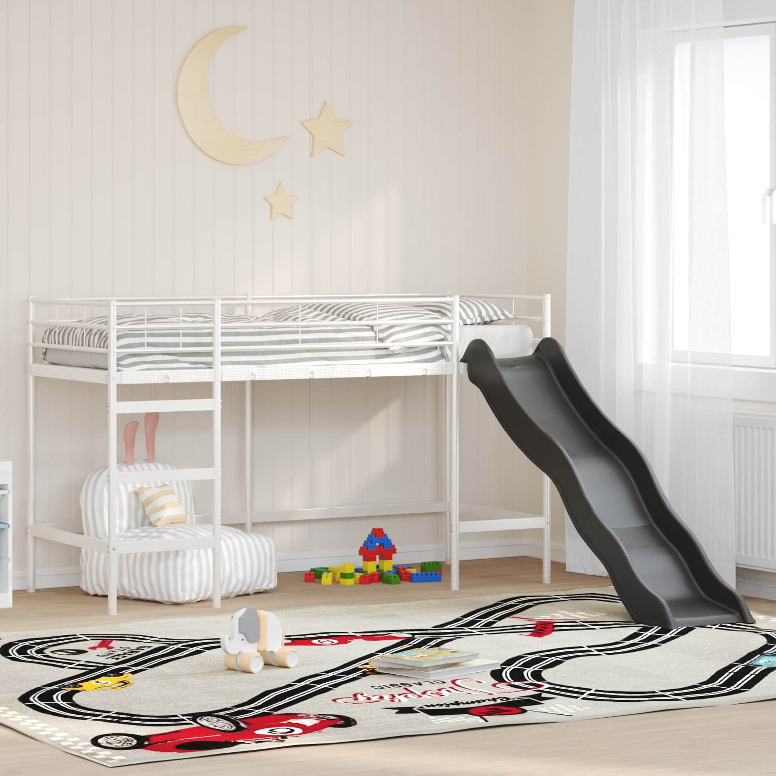 Estructura de litera para niños con tobogán Negro y Antracita