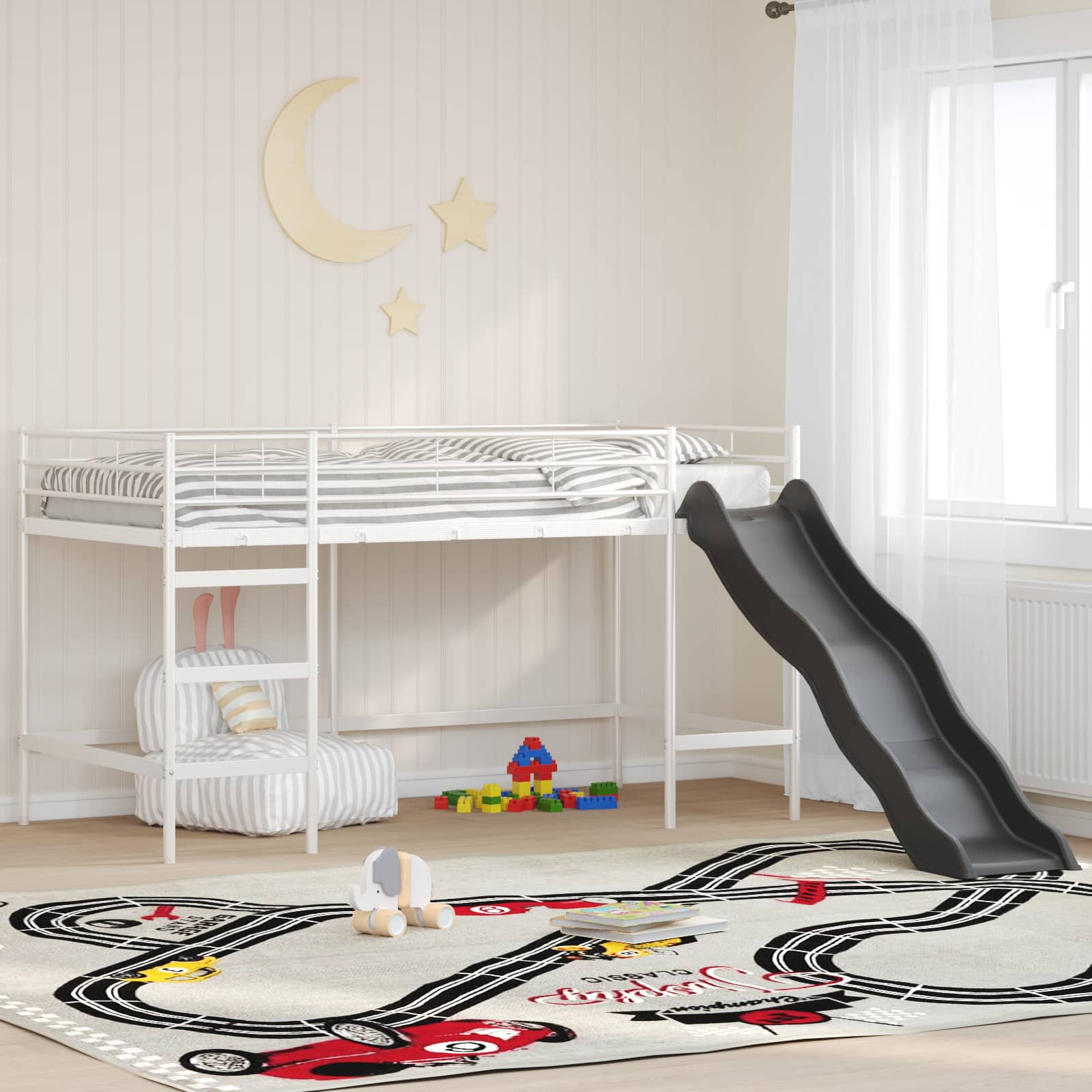 Estructura de litera para niños con tobogán Negro y Antracita