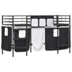 Estructura de Cama Alta para Niños con Cortinas Negro