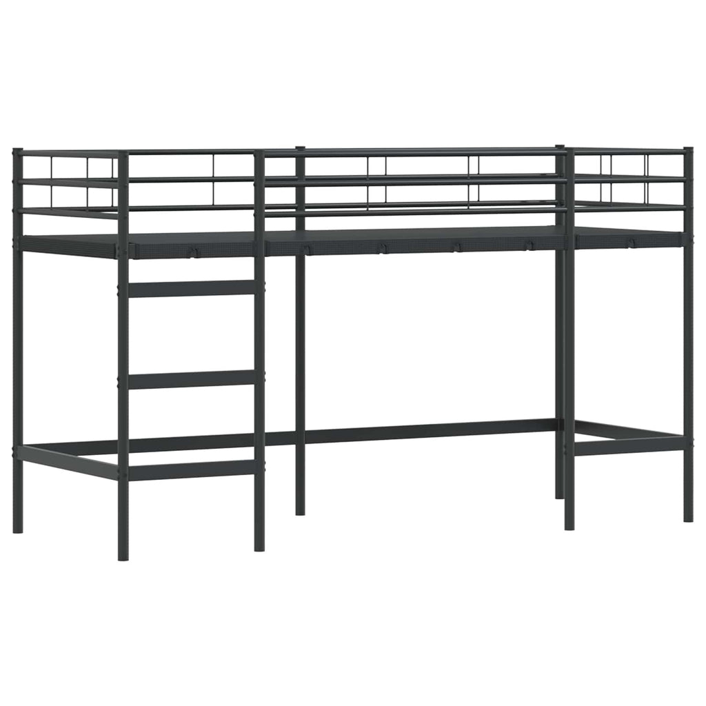 Estructura de Cama Alta para Niños con Cortinas Negro