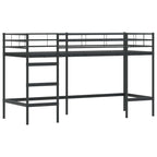 Estructura de Cama Alta para Niños con Cortinas Negro