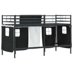 Estructura de Cama Alta para Niños con Cortinas Negro