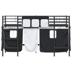 Estructura de Cama Alta para Niños con Cortinas Negro