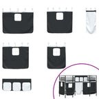Estructura de Cama Alta para Niños con Cortinas Negro