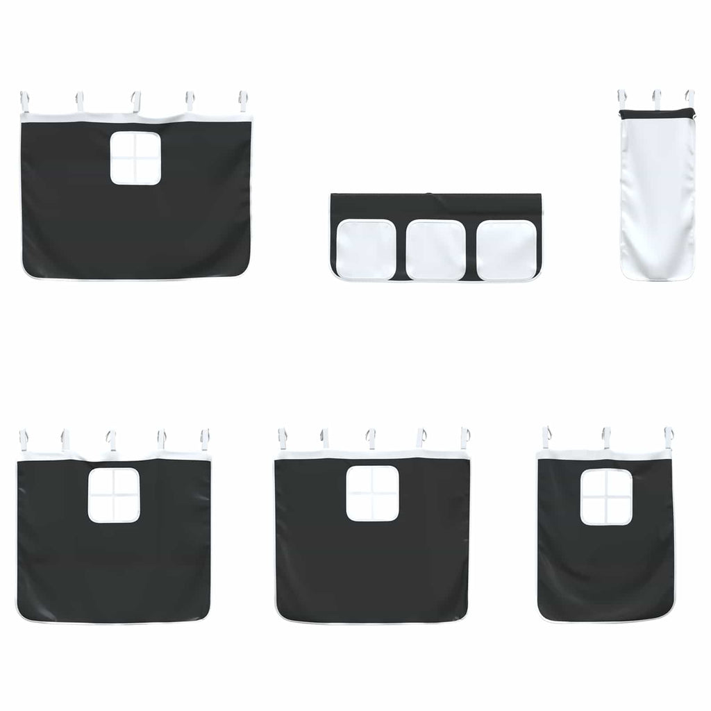Estructura de Cama Alta para Niños con Cortinas Negro