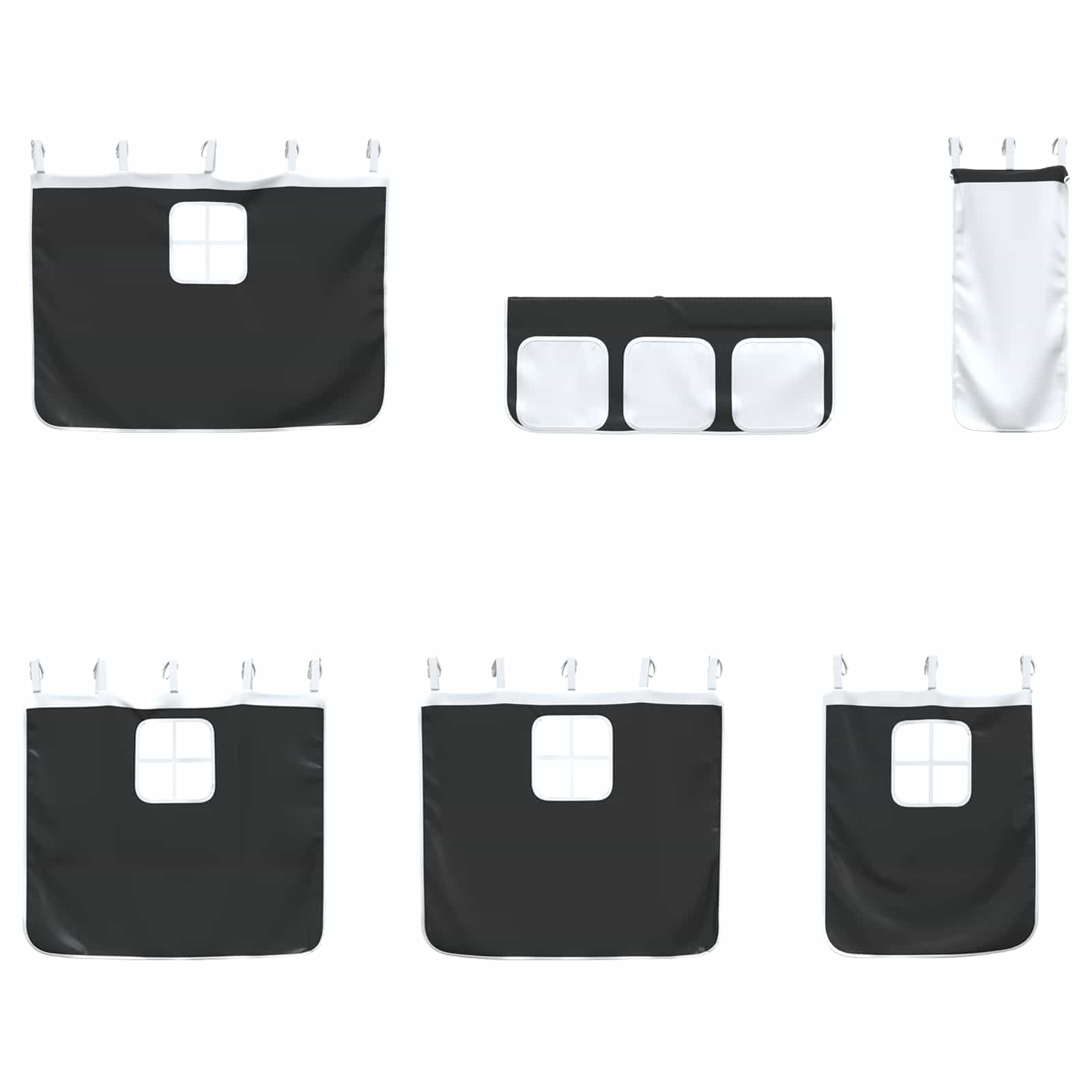 Estructura de Cama Alta para Niños con Cortinas Negro