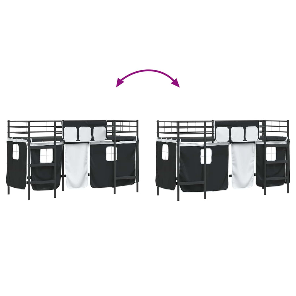 Estructura de Cama Alta para Niños con Cortinas Negro