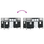 Estructura de Cama Alta para Niños con Cortinas Negro
