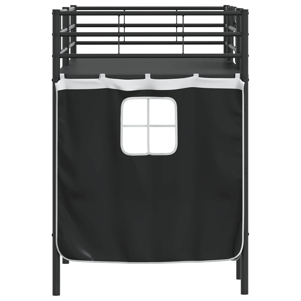 Estructura de Cama Alta para Niños con Cortinas Negro