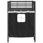 Estructura de Cama Alta para Niños con Cortinas Negro