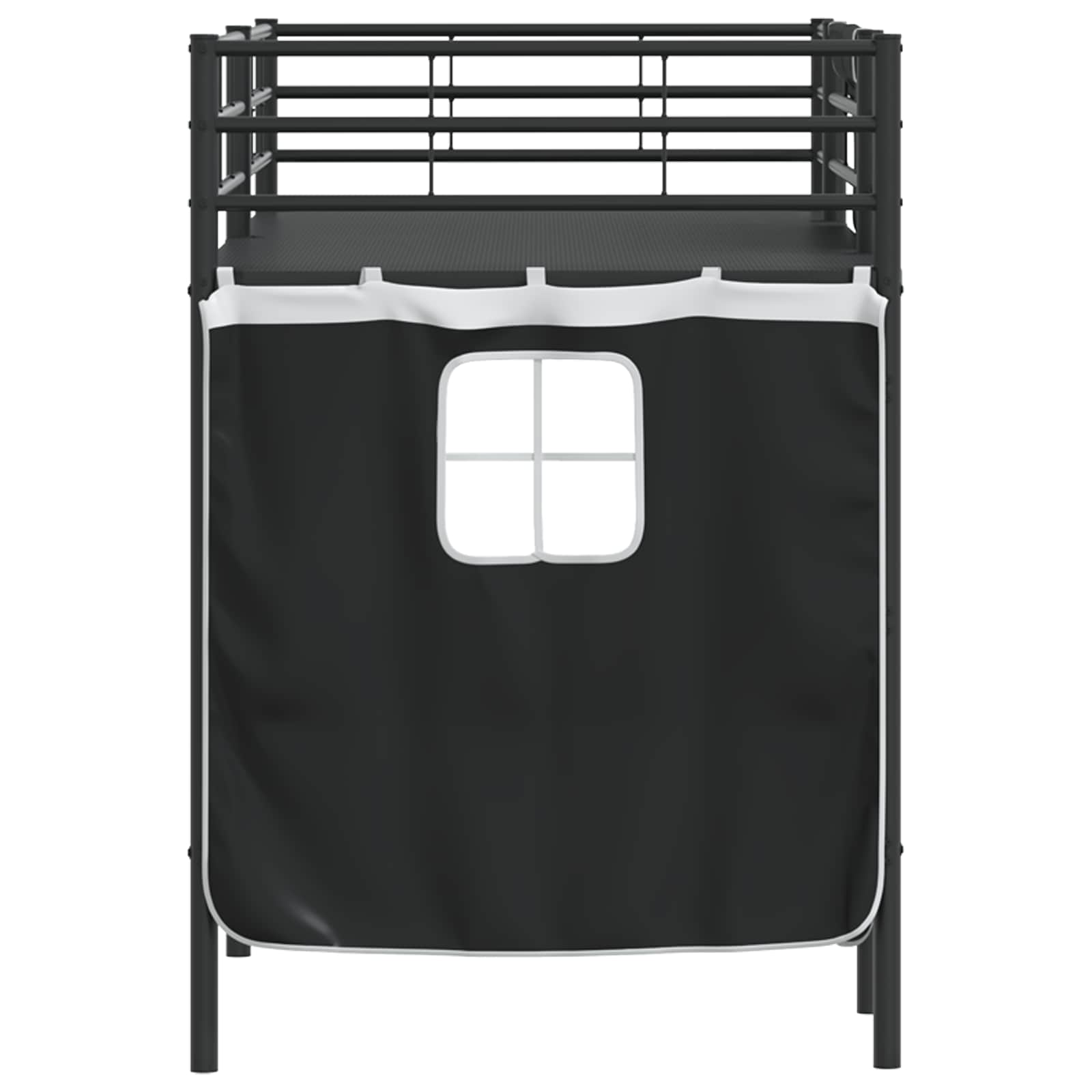 Estructura de Cama Alta para Niños con Cortinas Negro