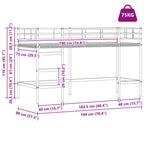Estructura de Cama Alta para Niños con Cortinas Negro