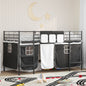 Estrutura de Cama Alta para Crianças com Cortinas Preto