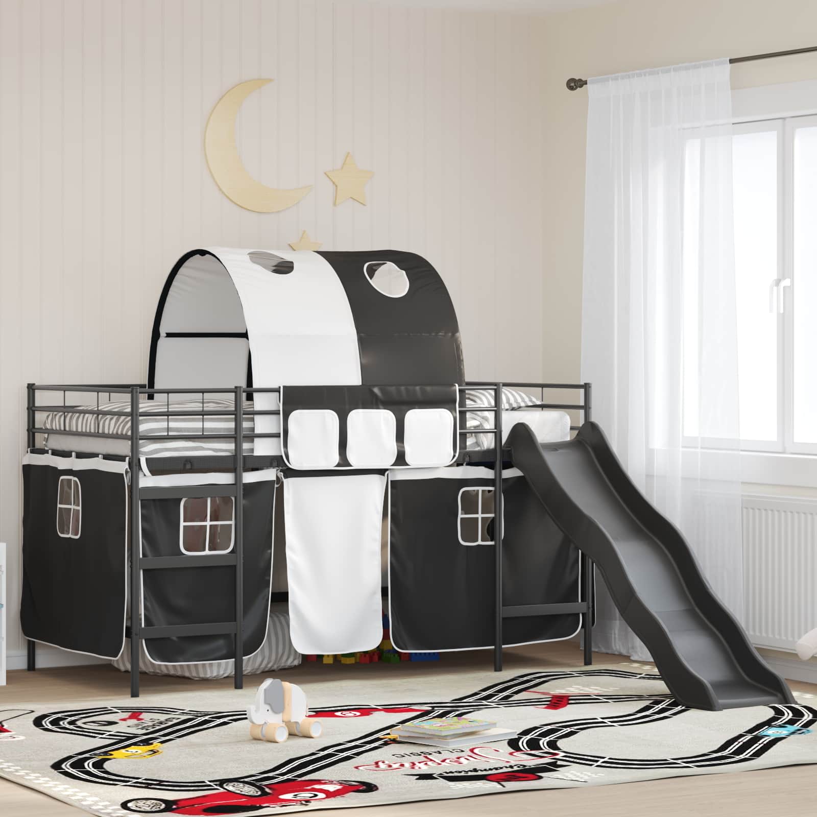 Estructura de litera para niños Liso Negro 75 x 190 cm Metal