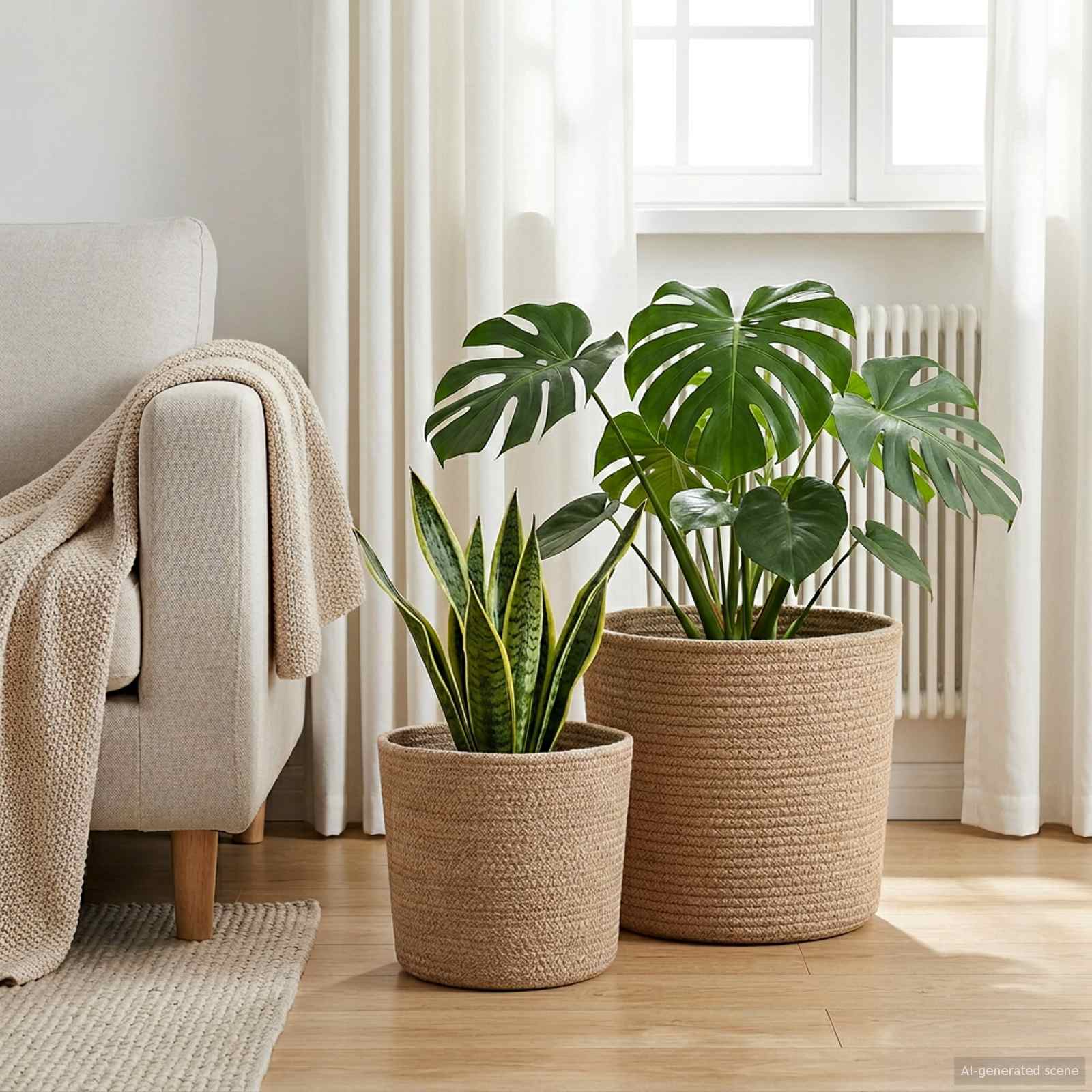Set de Macetas de Planta 2 pcs Natural Ø 21 x 21 cm