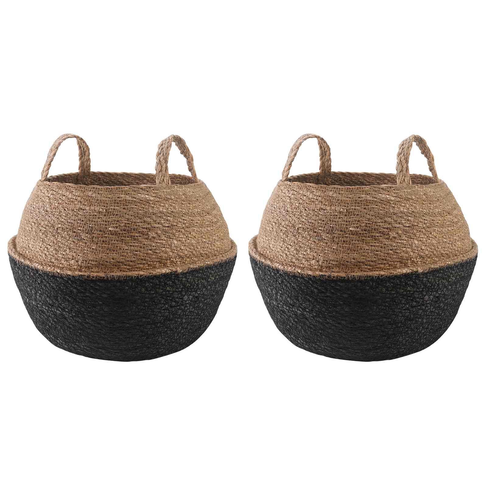 Maceta con asas 2 pcs Blanco Ø 22 x 20 cm 100% Hierba marina