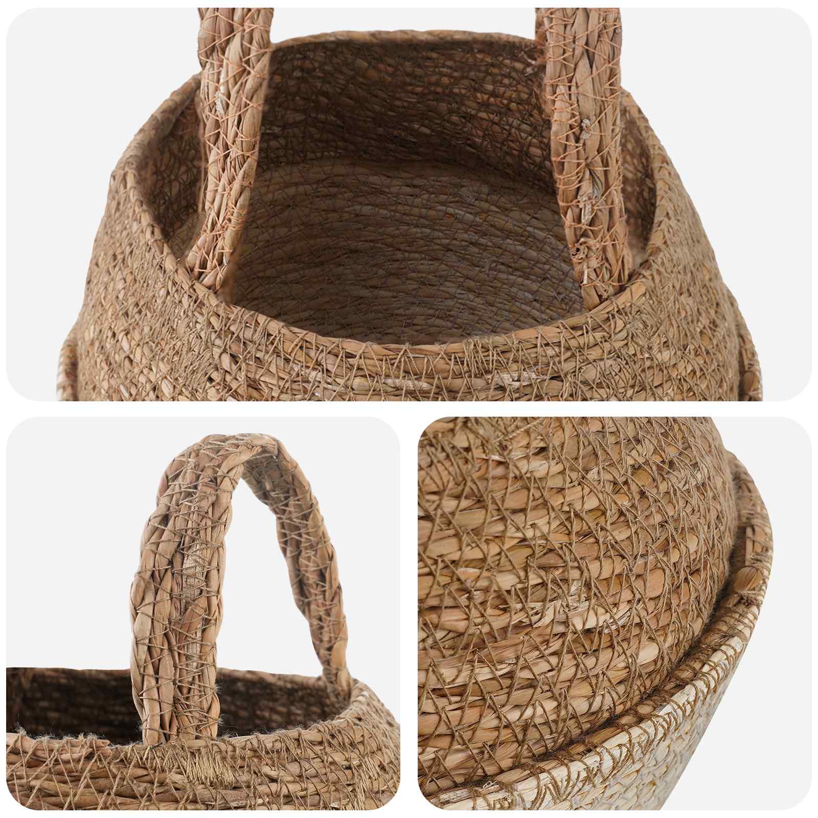Maceta con asas 2 pcs Blanco Ø 22 x 20 cm 100% Hierba marina