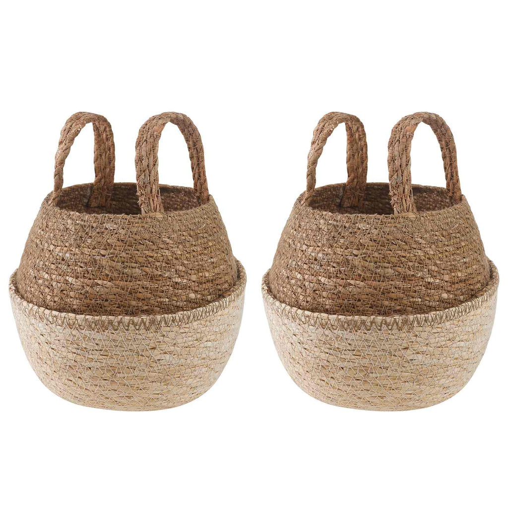 Maceta con asas 2 pcs Blanco Ø 22 x 20 cm 100% Hierba marina