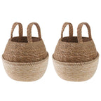 Maceta con asas 2 pcs Blanco Ø 22 x 20 cm 100% Hierba marina