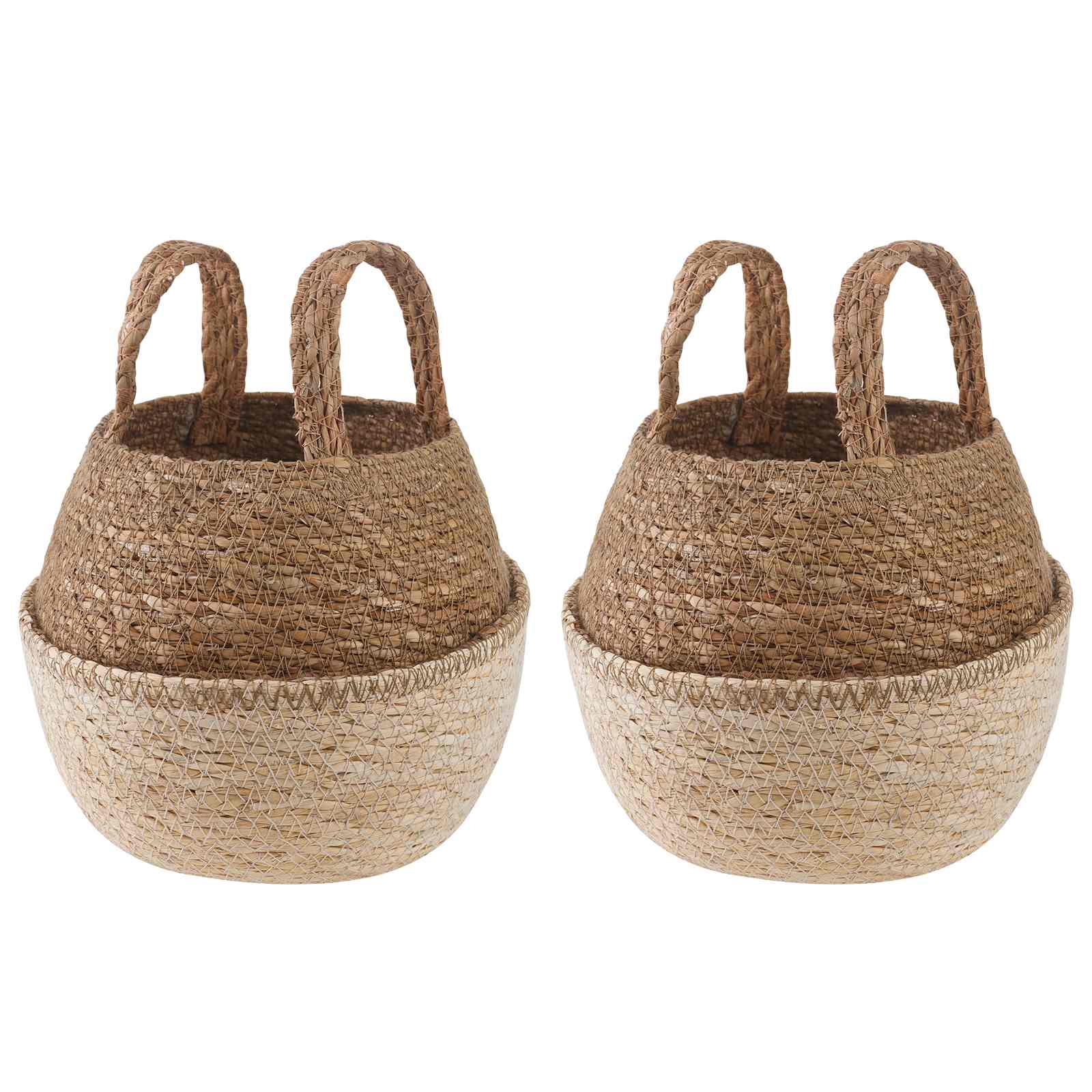 Maceta con asas 2 pcs Blanco Ø 22 x 20 cm 100% Hierba marina