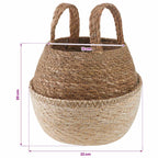 Maceta con asas 2 pcs Blanco Ø 22 x 20 cm 100% Hierba marina