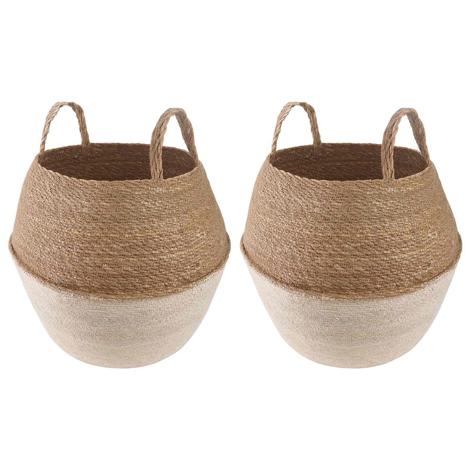 Maceta con asas 2 pcs Blanco Ø 22 x 20 cm 100% Hierba marina