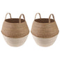 Maceta con asas 2 pcs Blanco Ø 22 x 20 cm 100% Hierba marina