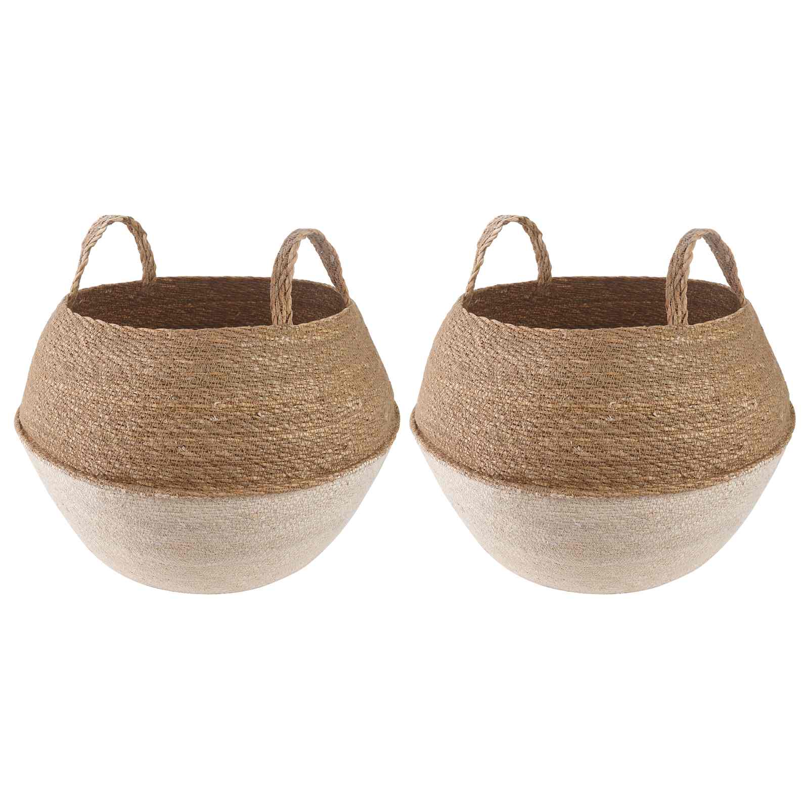 Maceta con asas 2 pcs Blanco Ø 22 x 20 cm 100% Hierba marina