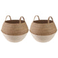 Maceta con asas 2 pcs Blanco Ø 22 x 20 cm 100% Hierba marina