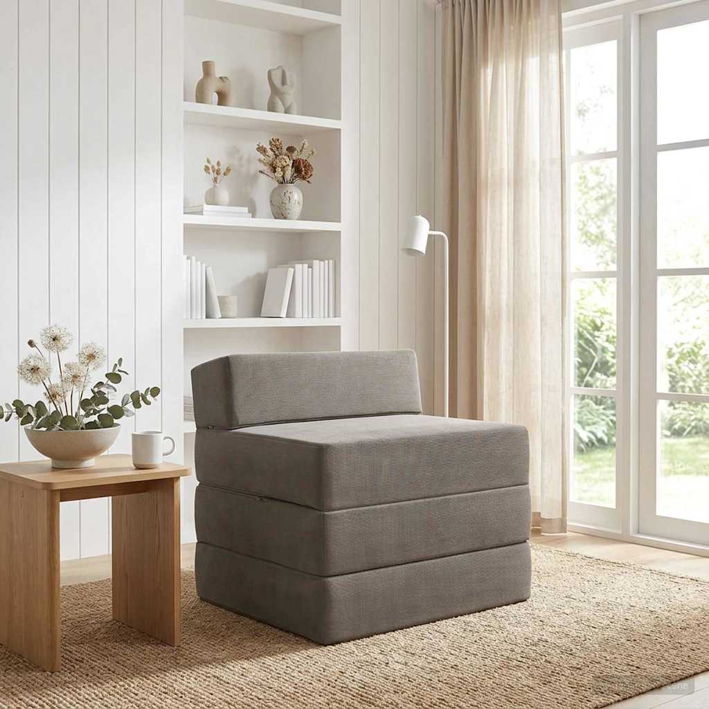 Blue Foldable Sofa Bed 200 x 70 x 10 cm Fabric