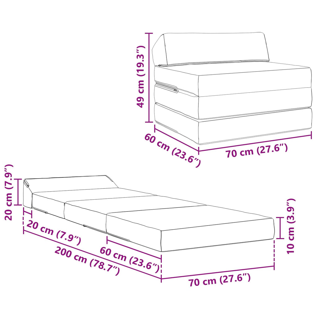 Sofá Cama Plegable Azul 200 x 70 x 10 cm Tela