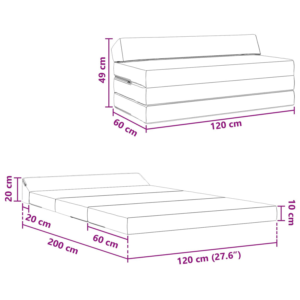 Sofá Cama Plegable Azul 120 x 60 x 49 cm Tela