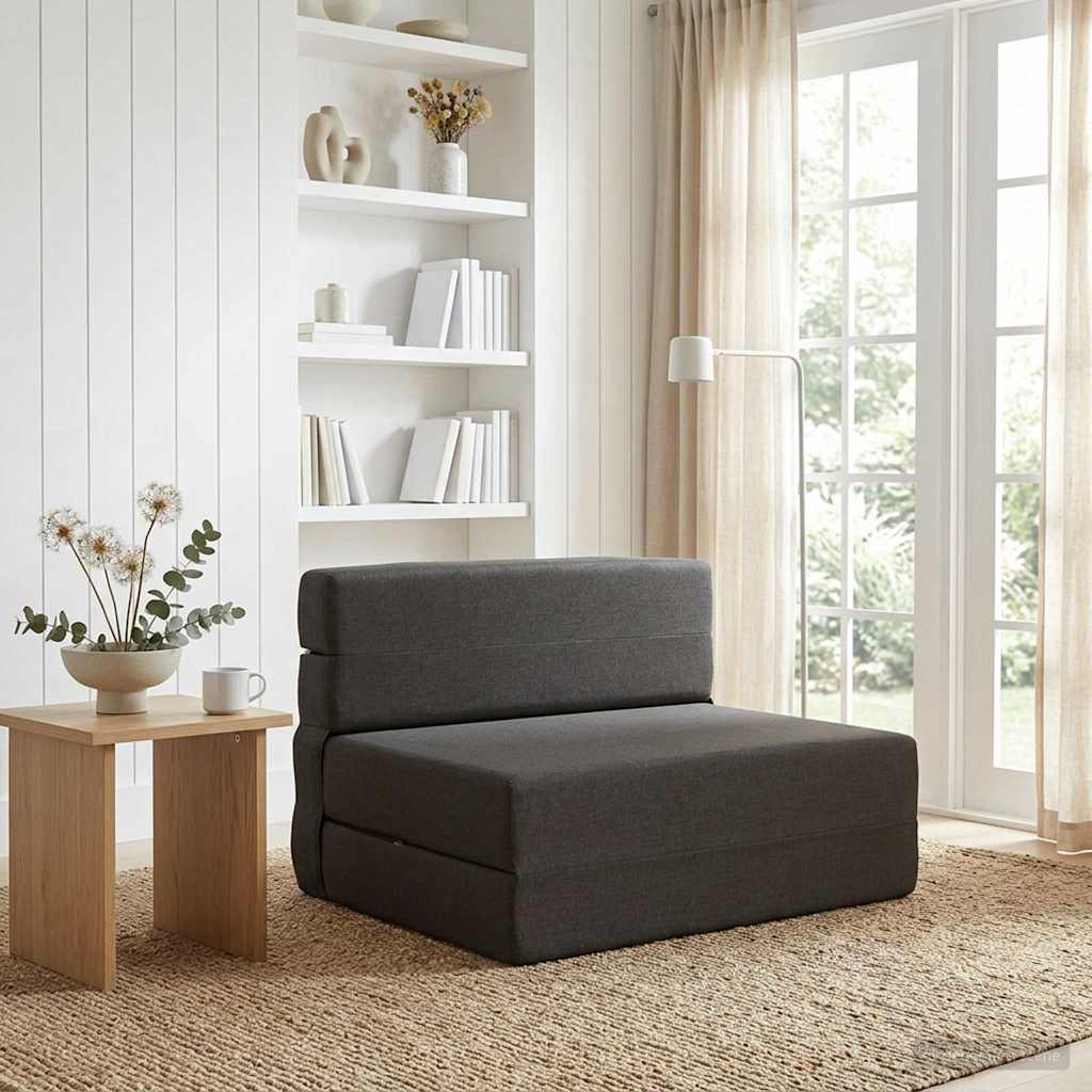 Blue Folding Sofa Bed 70 x 72 x 60 cm Fabric