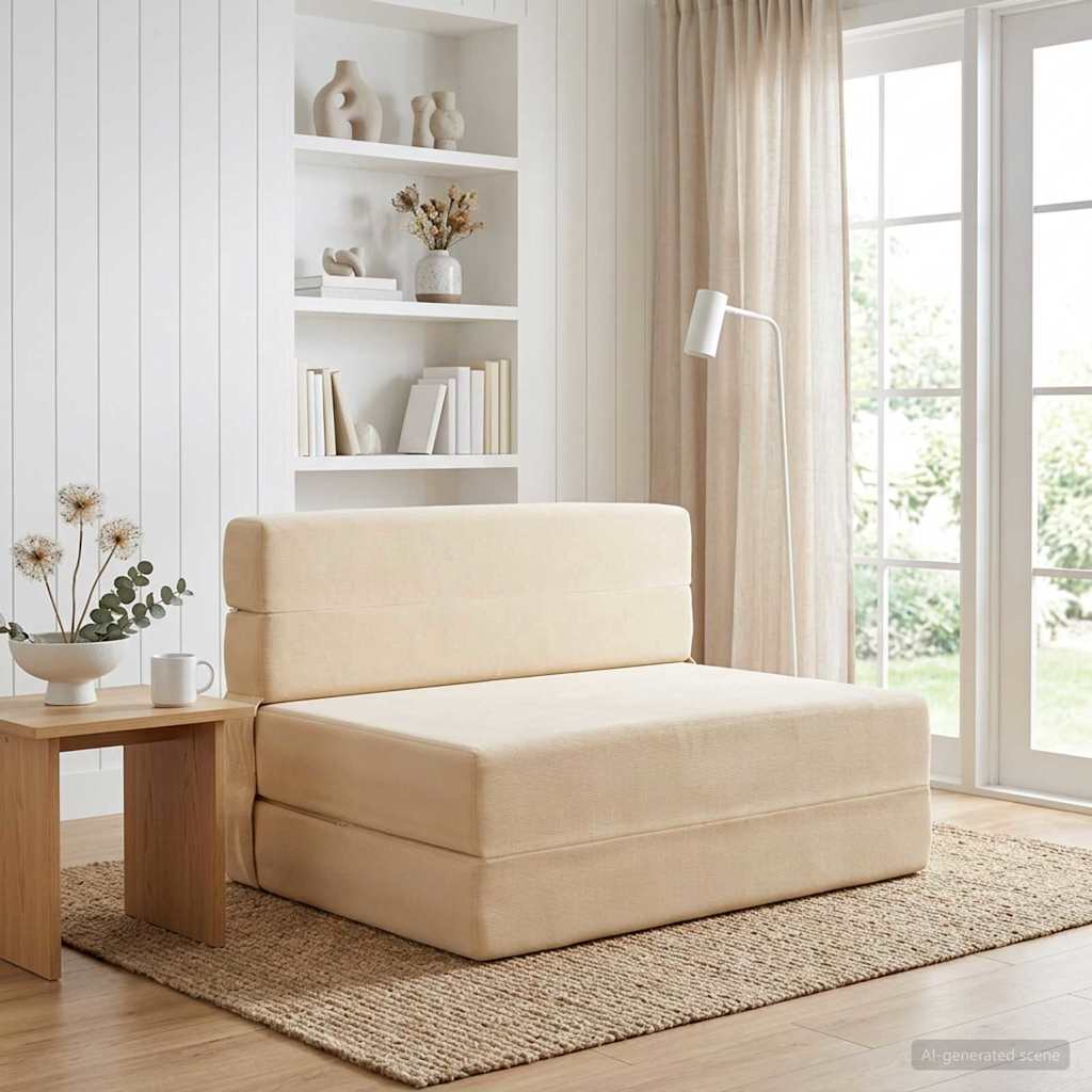 Blue Folding Sofa Bed 70 x 72 x 60 cm Fabric