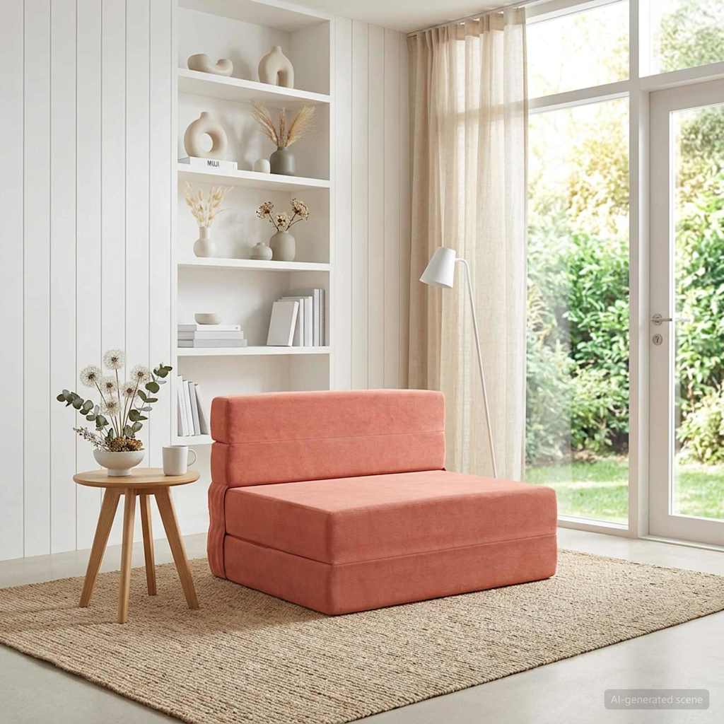 Blue Folding Sofa Bed 70 x 72 x 60 cm Fabric