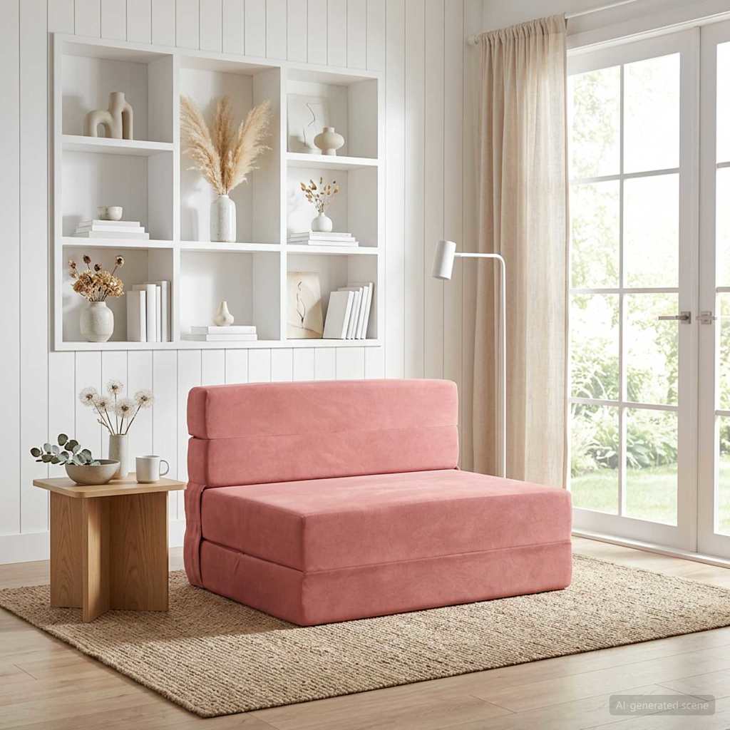 Blue Foldable Sofa Bed 100 x 80 x 60 cm Fabric