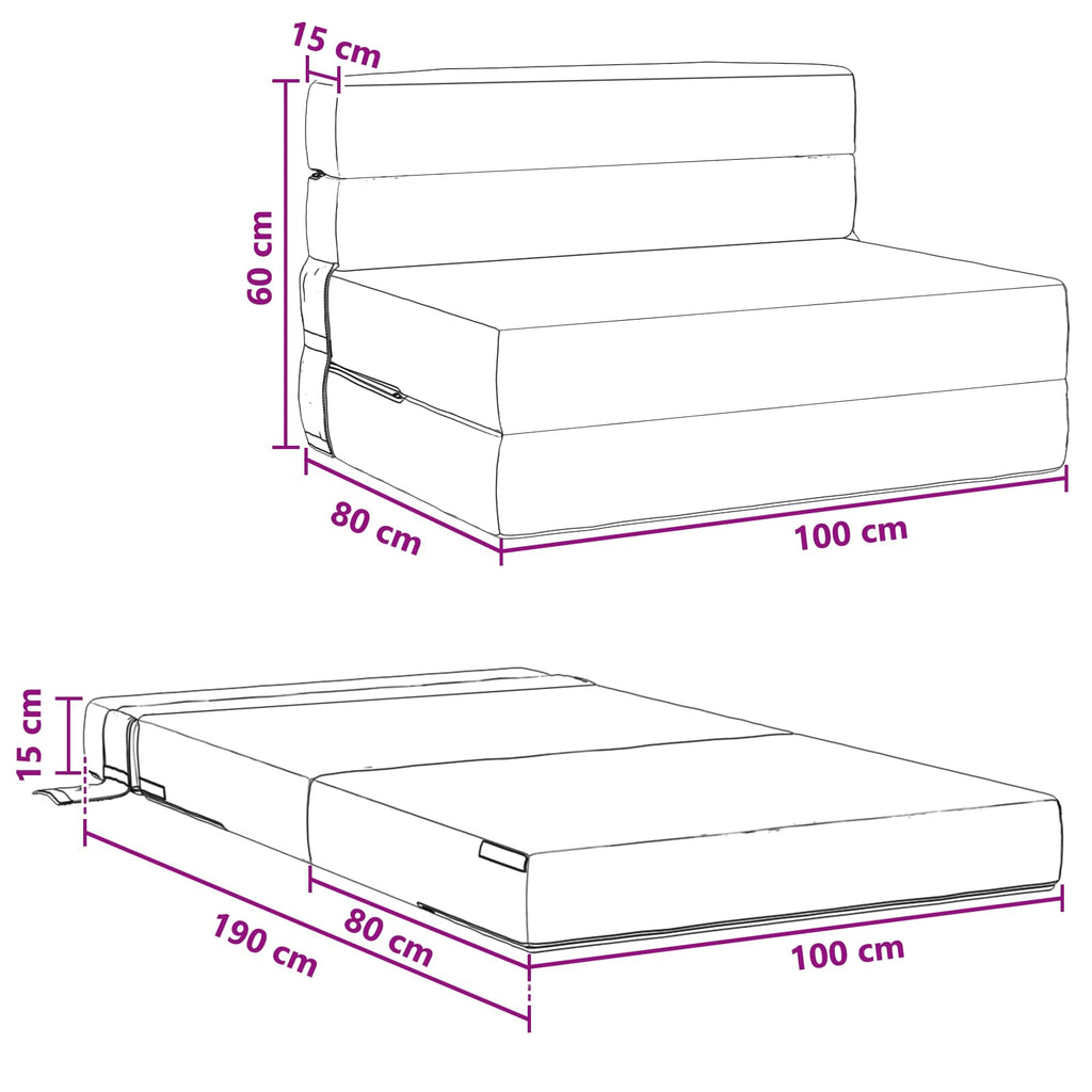 Sofá Cama Plegable Azul 100 x 80 x 60 cm Tela