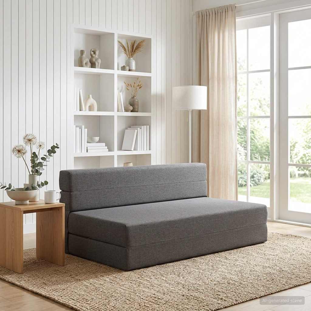 Blue Foldable Sofa Bed 100 x 80 x 60 cm Fabric