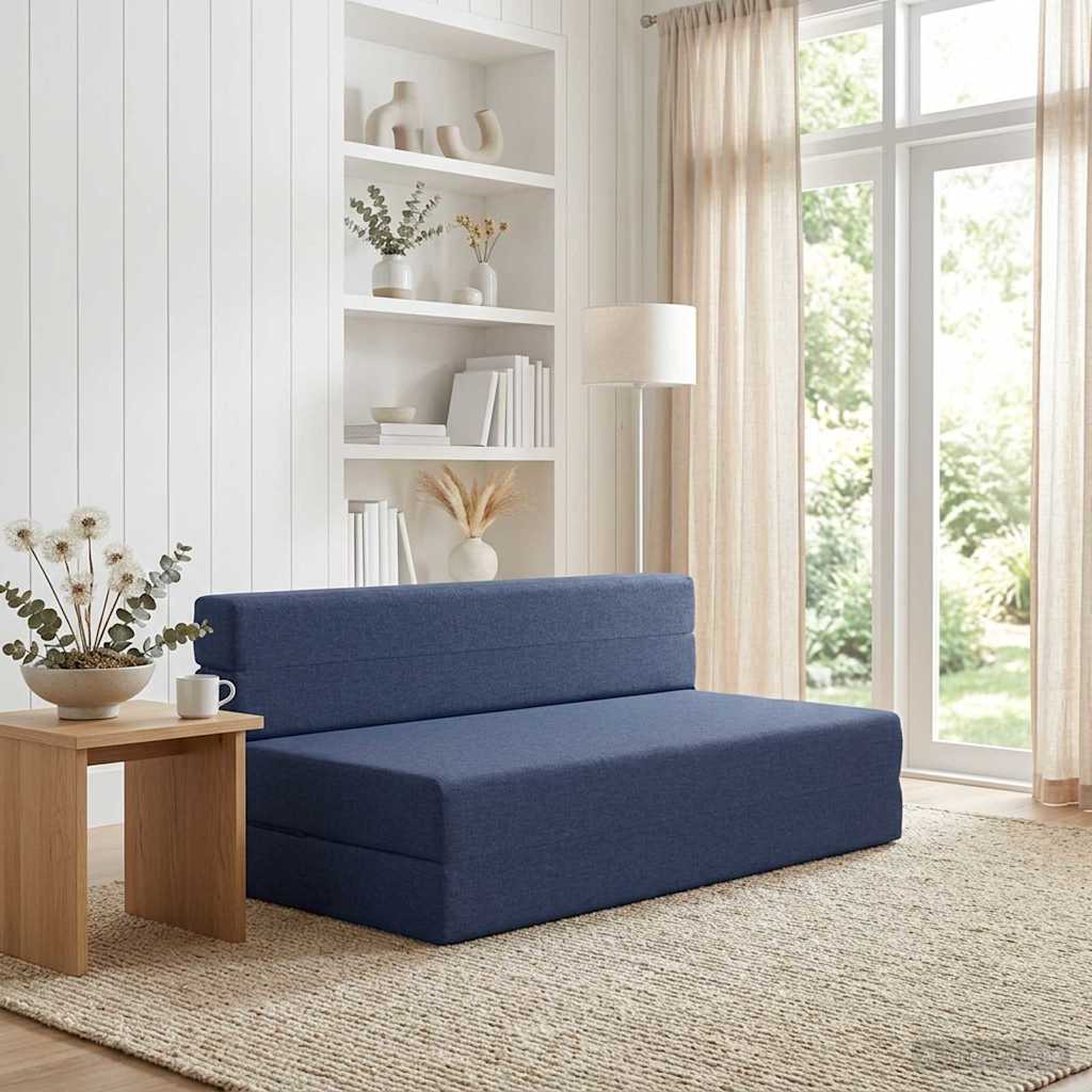 Blue Foldable Sofa Bed 100 x 80 x 60 cm Fabric