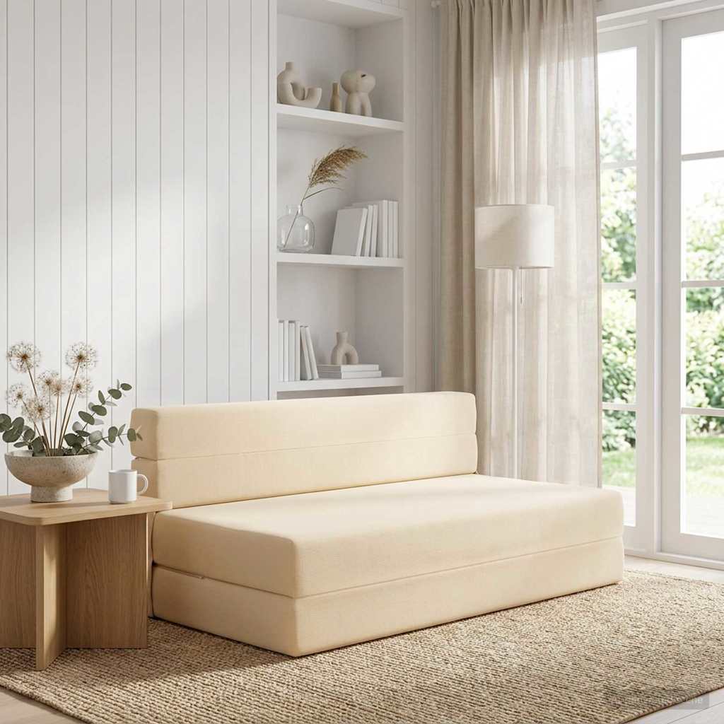 Blue Foldable Sofa Bed 100 x 80 x 60 cm Fabric