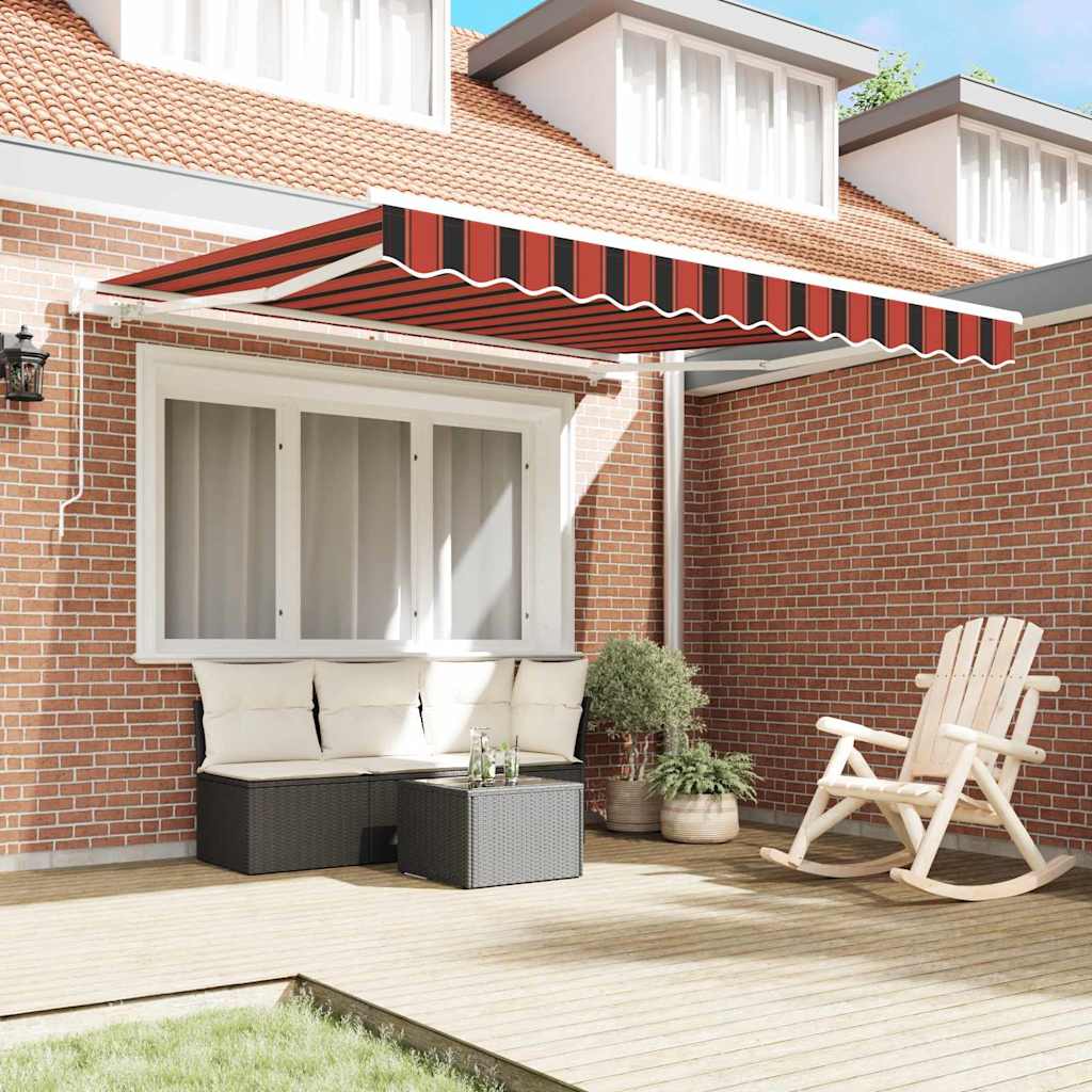 Toldo Retráctil Manual Naranja y Marrón 350 x 250 cm