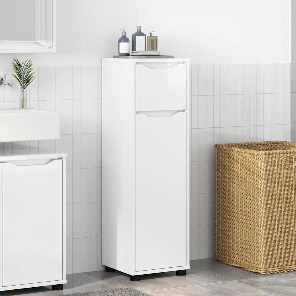 Concrete Gray Bathroom Cabinet with Drawer 30.5 x 30 x 101 cm