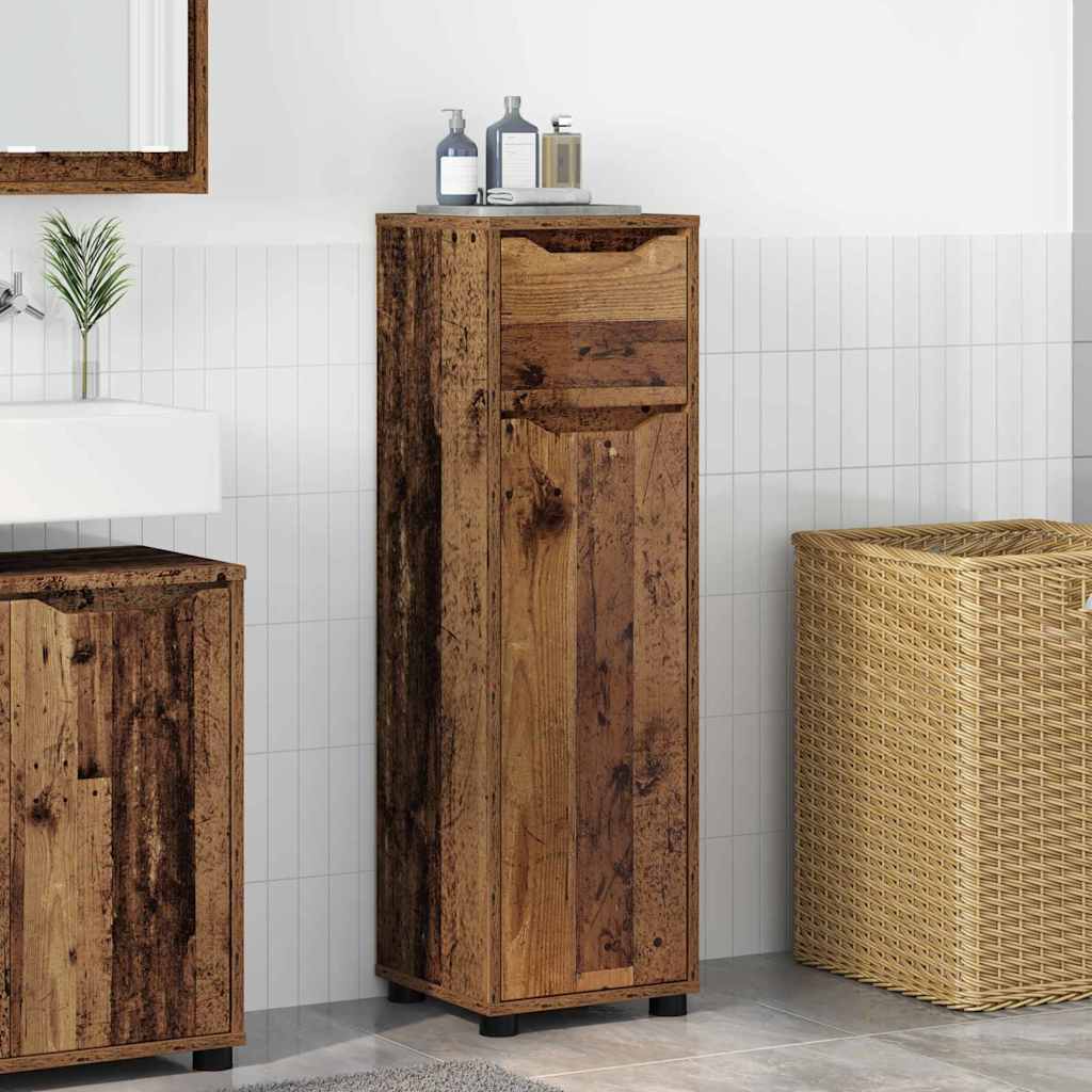 Concrete Gray Bathroom Cabinet with Drawer 30.5 x 30 x 101 cm