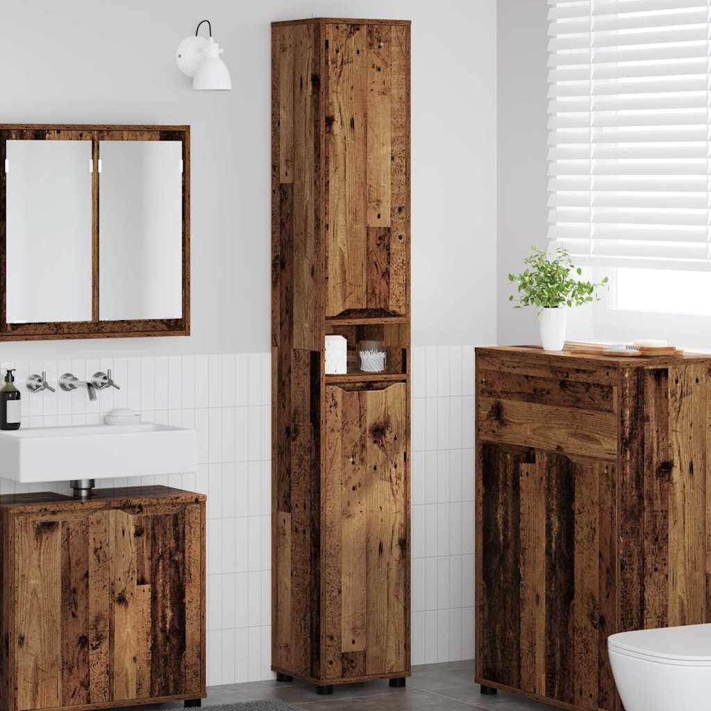 Bathroom Cabinet with glossy shelf 30.5 x 30 x 195 cm