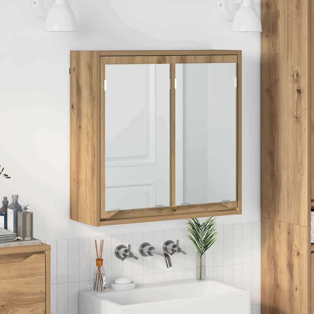 Armario con espejo de baño 60 x 20 x 60 cm Madera contrachapada